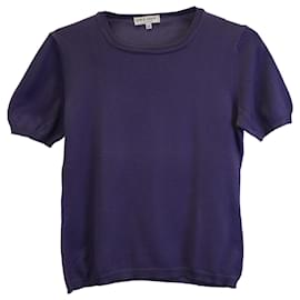 Giorgio Armani-Giorgio Armani Puff Sleeve T-shirt in Purple Cotton-Purple