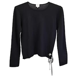 Armani-Armani Collezioni Langarm-T-Shirt aus schwarzer Viskose-Schwarz