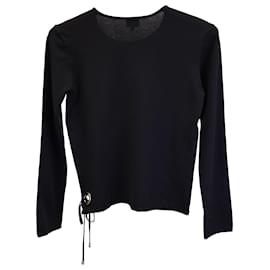Armani-Armani Collezioni Langarm-T-Shirt aus schwarzer Viskose-Schwarz