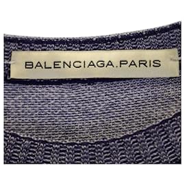 Balenciaga-Balenciaga Paris Printed Sweater in Navy Blue Wool-Navy blue