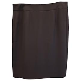 Giorgio Armani-Giorgio Armani Pencil Skirt in Brown Silk-Brown