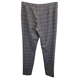 Giorgio Armani-Giorgio Armani Skinny Plaid Trousers in Grey Wool-Grey