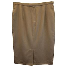 Max Mara-Max Mara Pencil Skirt in Brown Camel Hair-Brown