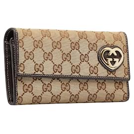 Gucci-GG Canvas Lovely Heart Long Wallet 251861-Beige