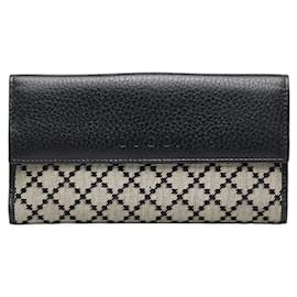 Gucci-Diamante Canvas Leather Trimmed Wallet 143389-Black