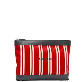 Balenciaga-Bolso clutch de lona con clip azul marino 420407-Roja
