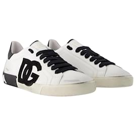 Dolce & Gabbana-Portofino Sneakers - Dolce&Gabbana - Leather - Black/ white-White
