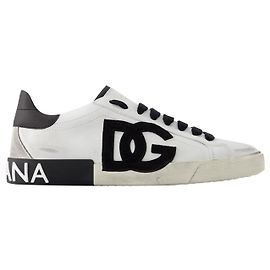 Dolce & Gabbana Tênis Portofino - Dolce&Gabbana - Couro - Preto/Off white Branco