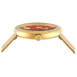 Versus Versace-Orologio Versus Versace Lea con cinturino in cristallo-D'oro,Metallico