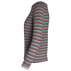 Prada-Prada Suéter Listrado com Gola Bateau em Lã Multicolor-Multicor