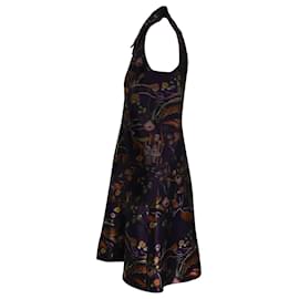 Rochas-Ärmelloses, bedrucktes, knielanges Kleid von Rochas aus mehrfarbiger Wollseide-Mehrfarben