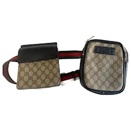 Gucci-Gucci Rare new lined compartments GG Supreme fanny pack Beige-Beige