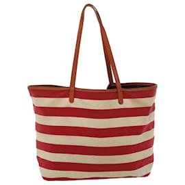 Burberry-BURBERRY Blue Label Tote Bag Canvas Red White Auth bs6604-White,Red