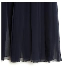 Chanel-HAUTE COUTURE FR36 Navy silk chiffon Midi plus-Navy blue