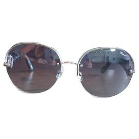Autre Marque Chopard Sunglasses Silver Frame Black and Green Silver hardware