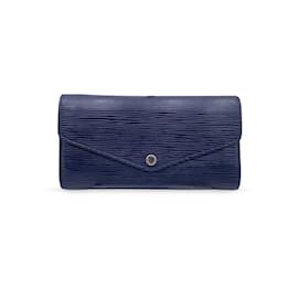 Louis Vuitton-Cartera Sarah Continental Larga de Piel Epi Azul-Azul