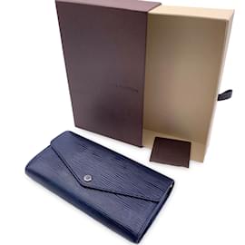 Louis Vuitton-Blue Epi Leather Long Continental Sarah Wallet-Blue
