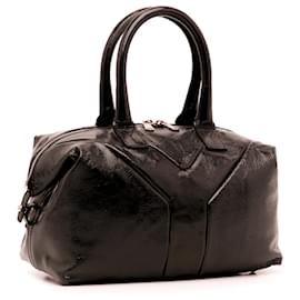 Yves Saint Laurent-YSL Brown Easy Y Patent Leather Tote-Brown,Dark brown