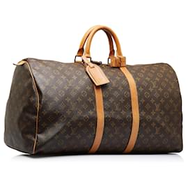 Louis Vuitton-Louis Vuitton Brown Monogram Keepall 55-Brown