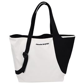 Borsa tote Alexander McQueen Color Block in tela bianca e nera Bianco
