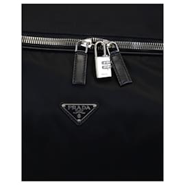 Prada-Prada Wheeled Semi-Rigid Suitcase in Black Nylon and Saffiano Leather-Black