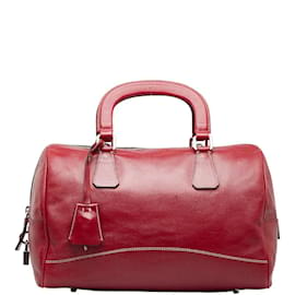 Prada-Prada Cuir Mini Boston Bag Sac à main en cuir B11074 en bon état-Rouge