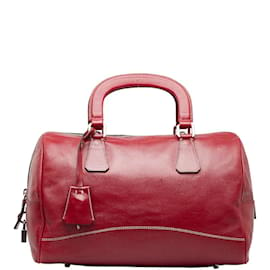 Prada-Mini-Boston-Tasche aus Leder B11074-Rot