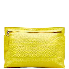 Loewe-Anagram Leather Clutch Bag-Yellow