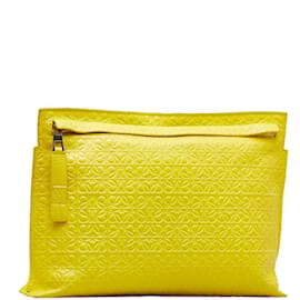 Loewe-Loewe Anagram Leather Clutch Bag Leather Clutch Bag in Good condition-Yellow