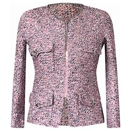 Chanel-Jaqueta de tweed com colar de corrente-Rosa