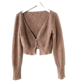 Jacquemus Alzou Brauner, kurz geschnittener Cardigan aus Mohairmischung Braun Hellbraun
