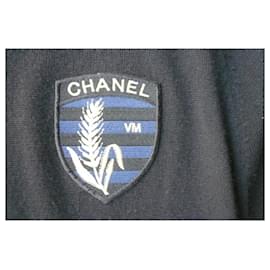 Chanel-CHANEL UNIFORM Short-sleeved sweater Black hood Ecusson Wheat TS-Black