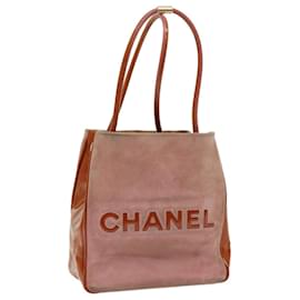 Chanel-Bolsa de ombro CHANEL camurça rosa CC Auth bs6446-Rosa