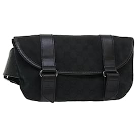 Gucci-GUCCI GG Canvas Waist bag Leather Black 145851 auth 46164-Black
