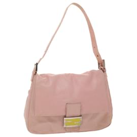 Fendi-FENDI Mamma Baguette Shoulder Bag Leather Pink 2308-26325-008 Auth yk7599-Pink