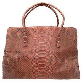 Nancy Gonzalez Satchel-Handtasche mit rotem Pythonleder und gefüttertem Tragegriff oben Rot