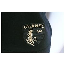 Chanel-CHANEL UNIFORM Suéter preto de manga curta Ecusson Blés TS-Preto
