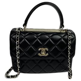 Chanel-Petit sac à main CC tendance avec poignée supérieure-Noir