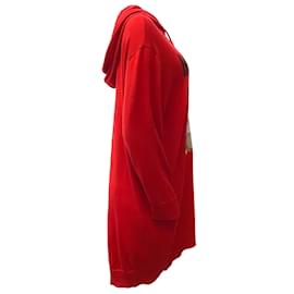 Moschino-Moschino Robe à capuche en laine rouge Teddy-Rouge