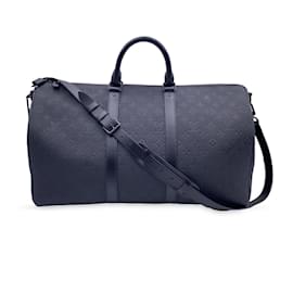 Louis Vuitton-Black Monogram Leather Keepall Bandoulière 50 M59025-Black