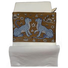 Hermès silky pouch Light brown Light blue