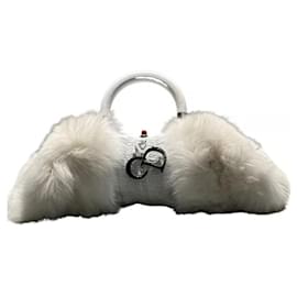 Dior-DIOR fox fur and leather bag BRAND NEW-White