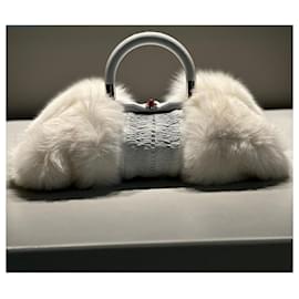 Dior-DIOR fox fur and leather bag BRAND NEW-White
