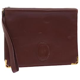 Cartier-CARTIER Clutch Bag Leather Wine Red Auth am4649-Other