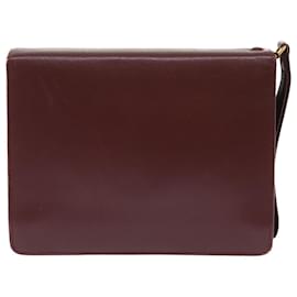 Cartier-CARTIER Clutch Bag Leather Wine Red Auth am4649-Other