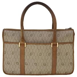 Christian Dior-Christian Dior Honeycomb Canvas Hand Bag PVC Leather Beige Auth bs6449-Beige