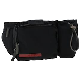 Prada-PRADA PRADA Sports Waist bag Nylon Black Auth 47102-Black