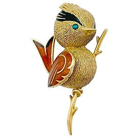 inconnue Brooch "Crested Bird" yellow gold, emerald, E-mail. Other