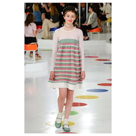 Chanel-París/Vestido de pasarela con botones CC de Seúl-Multicolor