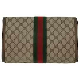 Gucci-GUCCI GG Toile Web Sherry Line Pochette Beige Rouge 8901007 auth 47106-Rouge,Beige
